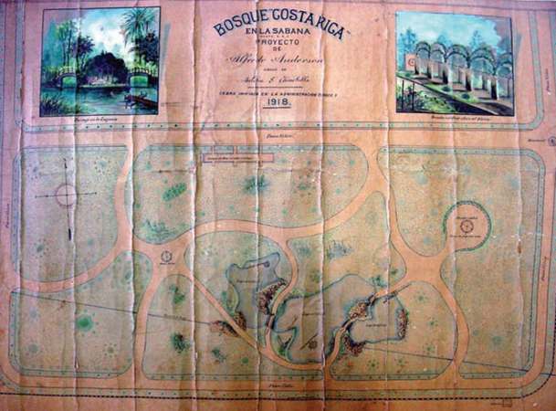 Plano de Bosque de Costa Rica. La Sabana por Chinchilla, Antolín