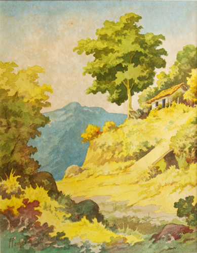 Paisaje con puente por Pacheco, Fausto