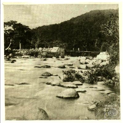Puente de hamaca sobre el río Navarro en Orosi por Siemon, Otto